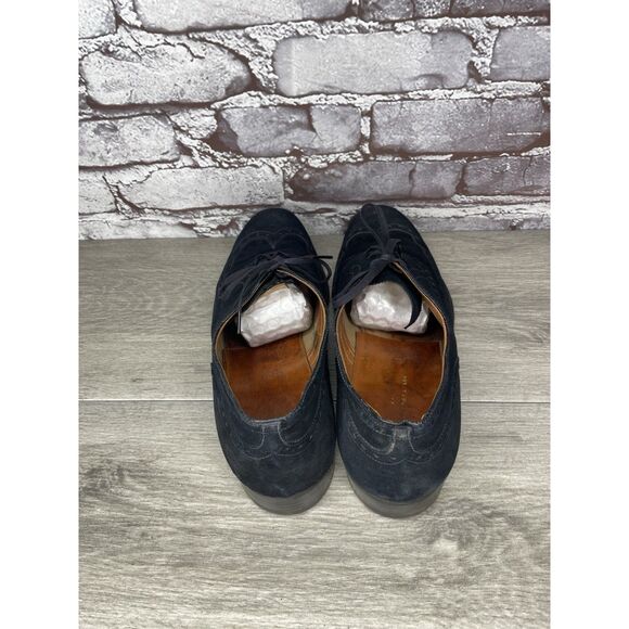 Saks Fifth Ave Blue Suede Leather Wingtip Oxfords Lace Up Shoes Men’s 8M US/41EU - Picture 5 of 16